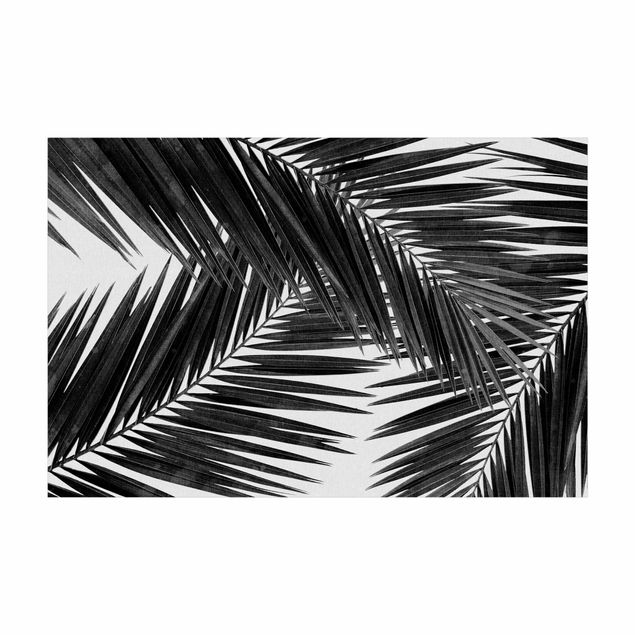 Teppich Natur Blick durch Palmenblätter schwarz weiß