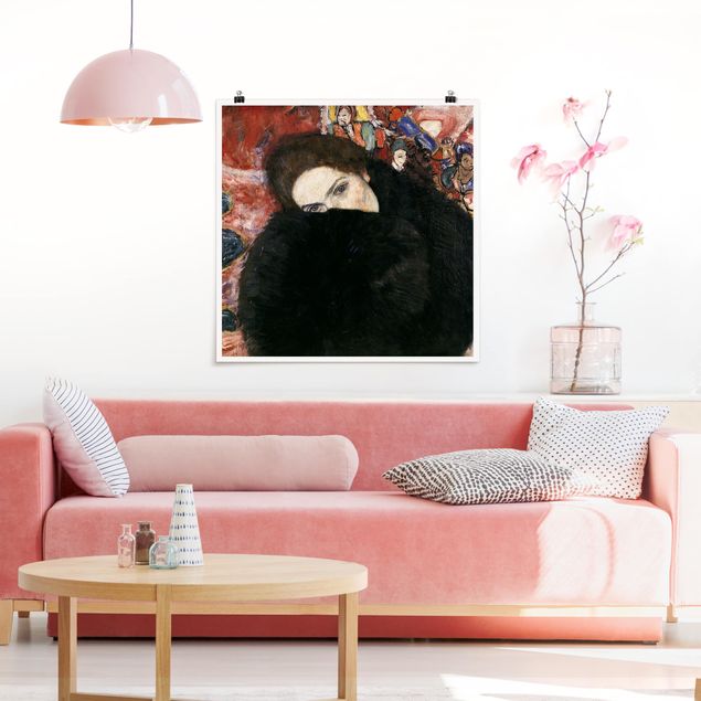 Poster - Gustav Klimt - Dame mit Muff - Quadrat 1:1