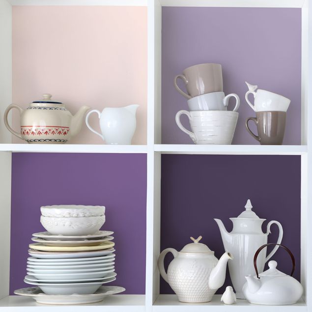Klebefolie - 3 violette Quadrate Blütenfarben & helle Kontrastfarbe