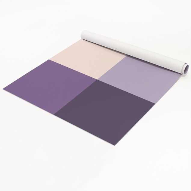 Klebefolie - 3 violette Quadrate Blütenfarben & helle Kontrastfarbe