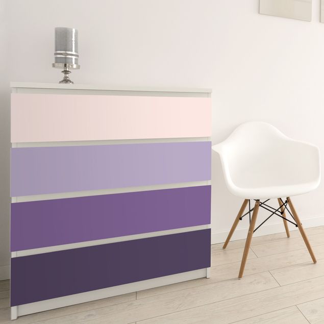Möbelfolie - 3 violette Streifen Blütenfarben & helle Kontrastfarbe