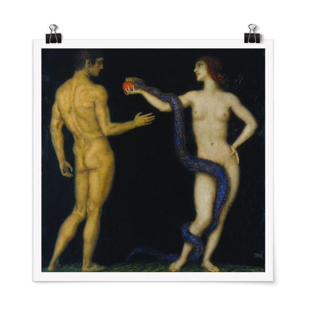 Poster - Franz von Stuck - Adam und Eva - Quadrat 1:1