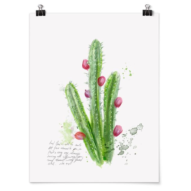 Poster - Kaktus mit Bibellvers II - Hochformat 3:4