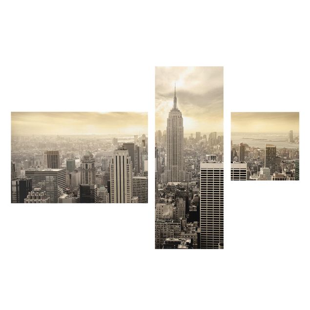Leinwandbild 3-teilig - Manhattan Dawn - Collage 2