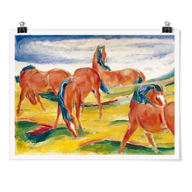 Poster - Franz Marc - Weidende Pferde - Querformat 3:4