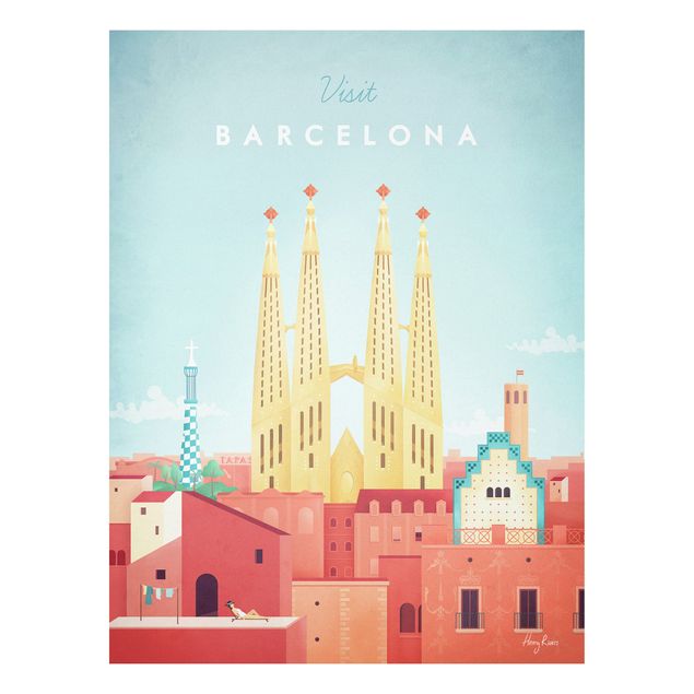 Forex Fine Art Print - Reiseposter - Barcelona - Hochformat 4:3