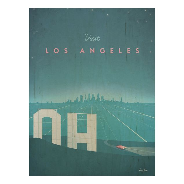Holzbild - Reiseposter - Los Angeles - Hochformat 4:3