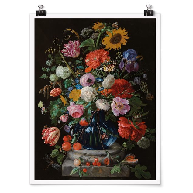 Poster - Jan Davidsz de Heem - Glasvase mit Blumen - Hochformat 3:4