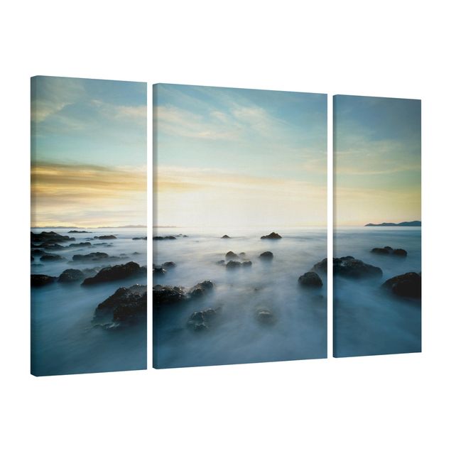 Leinwandbild 3-teilig - Sonnenuntergang über dem Ozean - Triptychon