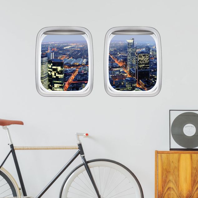 Wandtattoo Städtenamen Doppelfenster Flugzeug Frankfurt
