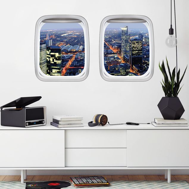Wandtattoo Metropolen Doppelfenster Flugzeug Frankfurt