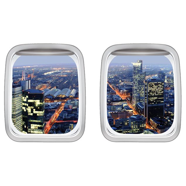 3D Wandtattoo Doppelfenster Flugzeug Frankfurt