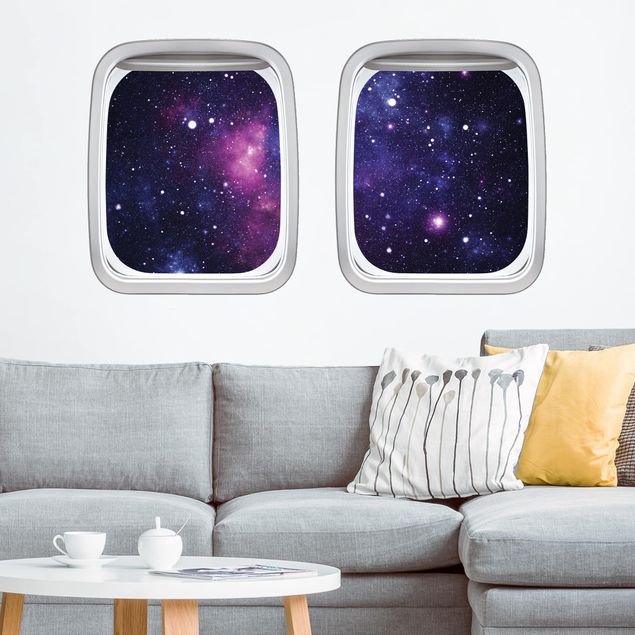 Wandtattoo Planeten Doppelfenster Flugzeug Galaxie
