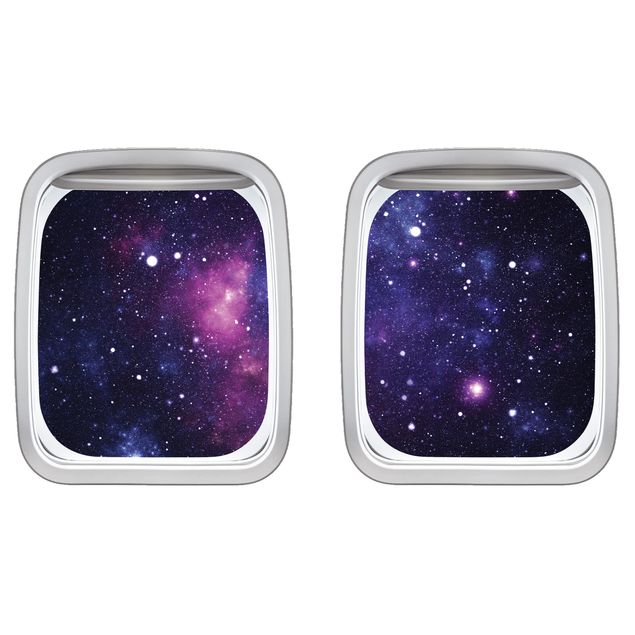 Wandsticker Doppelfenster Flugzeug Galaxie