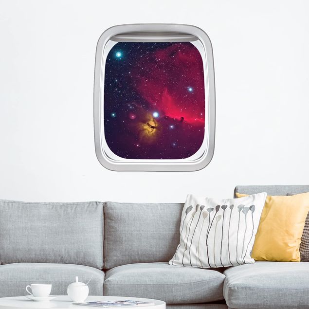 Weltraum Wandtattoo Fenster Flugzeug Farbenfrohe Galaxie