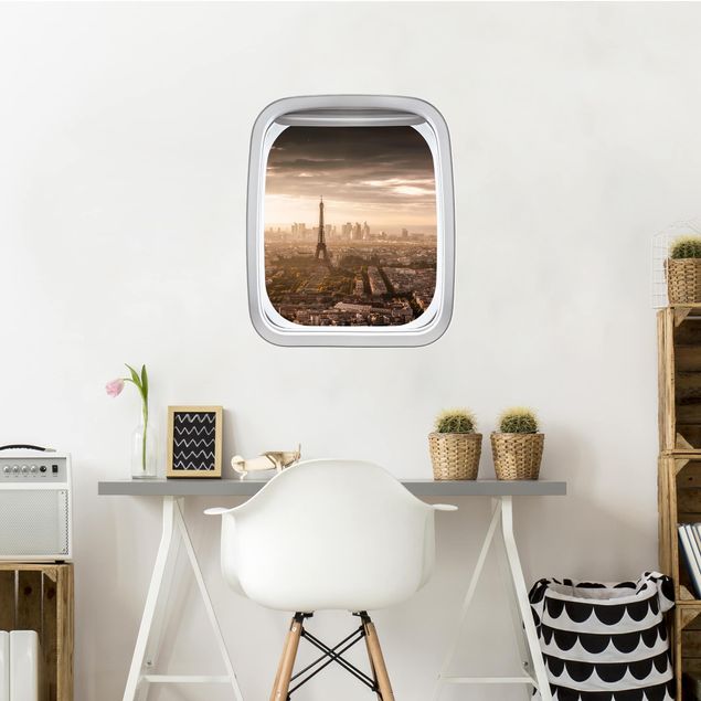 Wandtattoo Metropolen Fenster Flugzeug Großartiger Blick über Paris