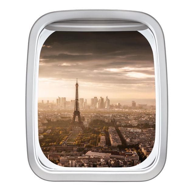 3D Wandtattoo Fenster Flugzeug Großartiger Blick über Paris