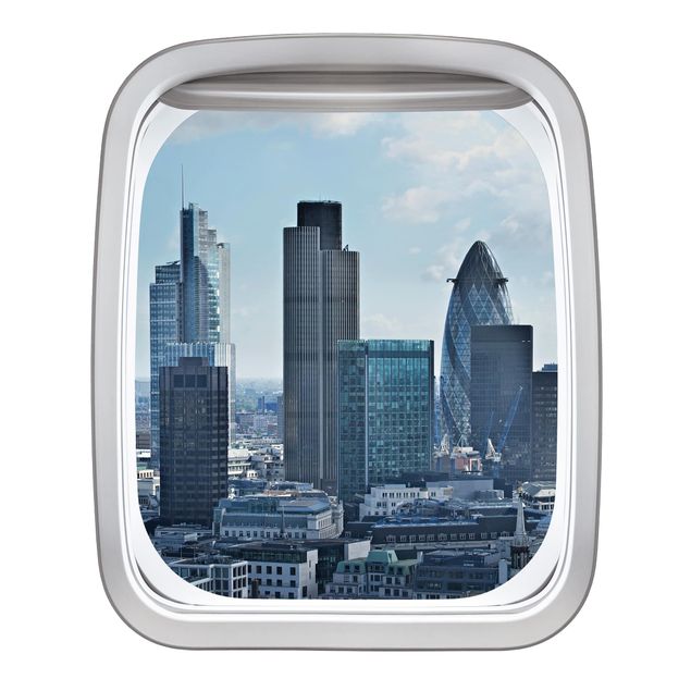 3D Wandsticker Fenster Flugzeug London Skyline