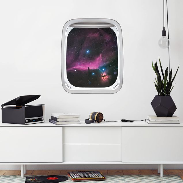 3D Wandtattoo Fenster Flugzeug Nebel des Orions