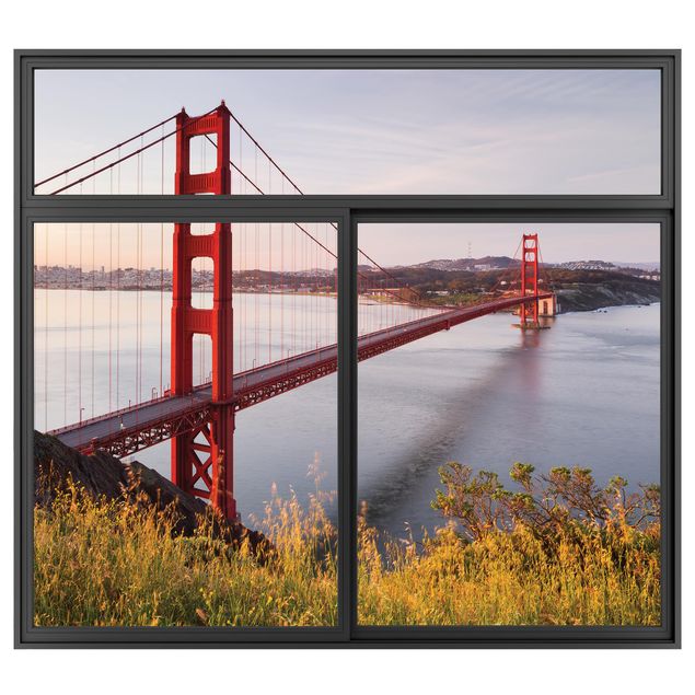 3D Wandsticker Fenster Schwarz Golden Gate Bridge in San Francisco