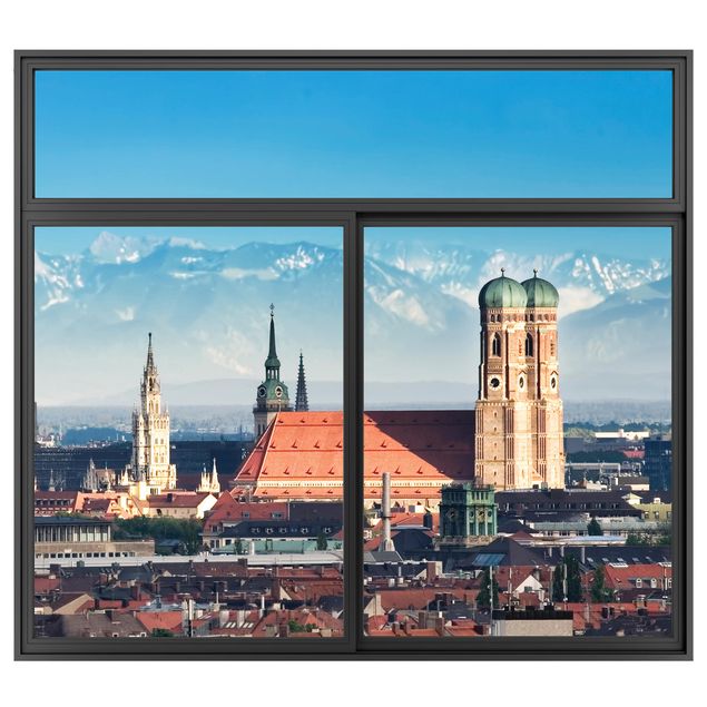 Wandtattoo 3D Fenster Schwarz München
