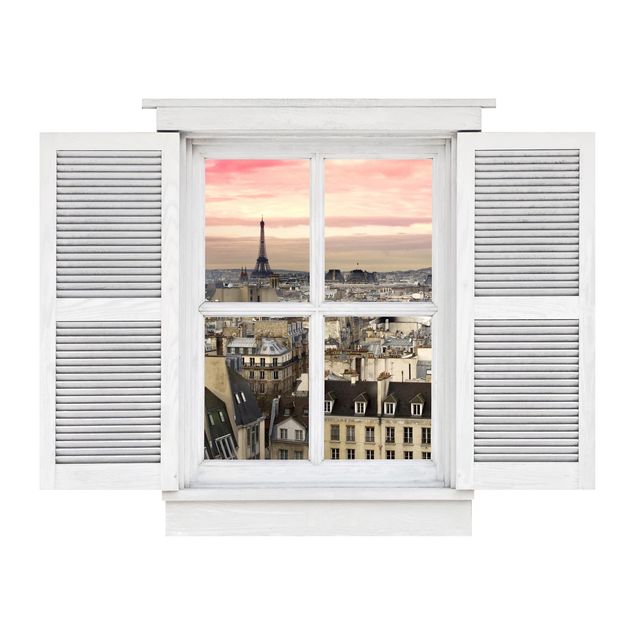 3D Wandsticker Flügelfenster Paris hautnah