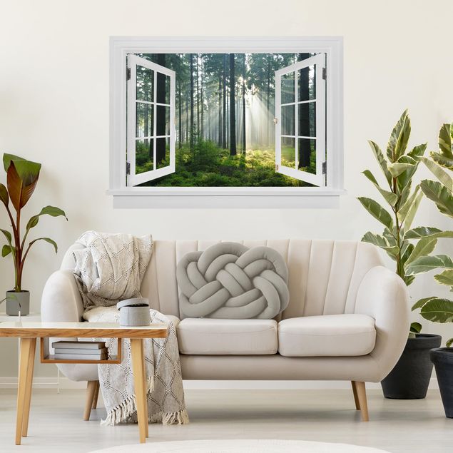 Wandtattoo 3D Offenes Fenster Enlightened Forest