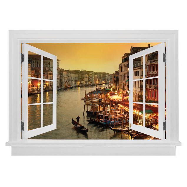3D Wandtattoo Offenes Fenster Großer Kanal von Venedig