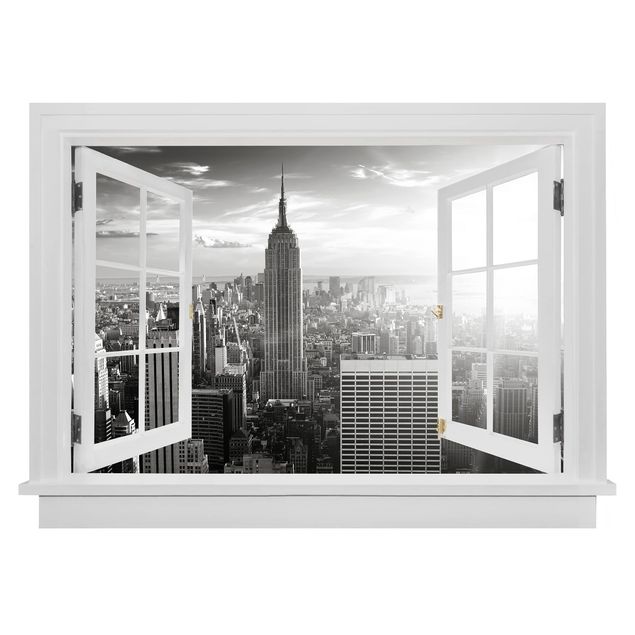 Wandtattoo 3D Offenes Fenster Manhattan Skyline