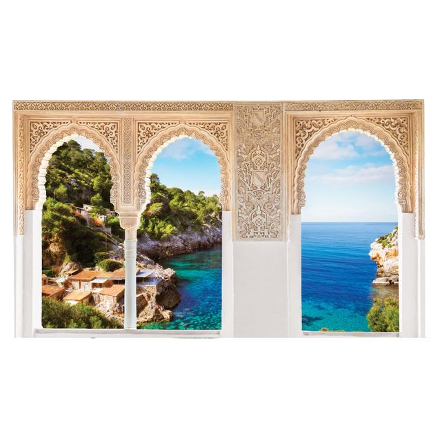 3D Wandtattoo Verzierte Fenster Cala de Deia in Mallorca