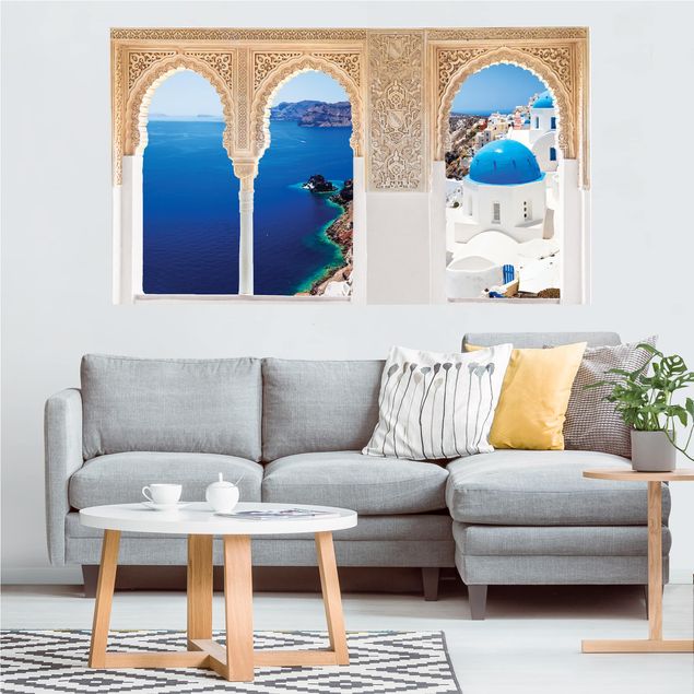 Wandtattoo Steinoptik Verzierte Fenster View Over Santorini