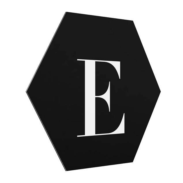 Hexagon Bild Alu-Dibond - Buchstabe Serif Schwarz E