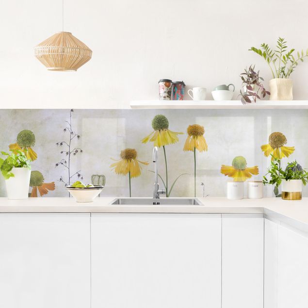 Küchenrückwand - Zarte Helenium Blüten