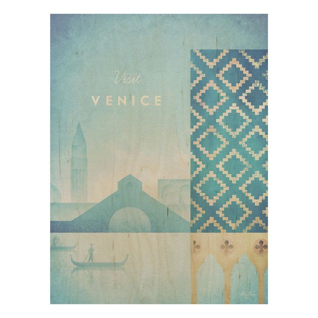Holzbild - Reiseposter - Venedig - Hochformat 4:3