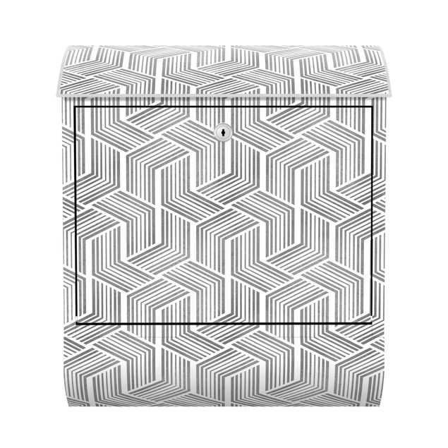 Briefkasten - 3D Muster mit Streifen in Silber