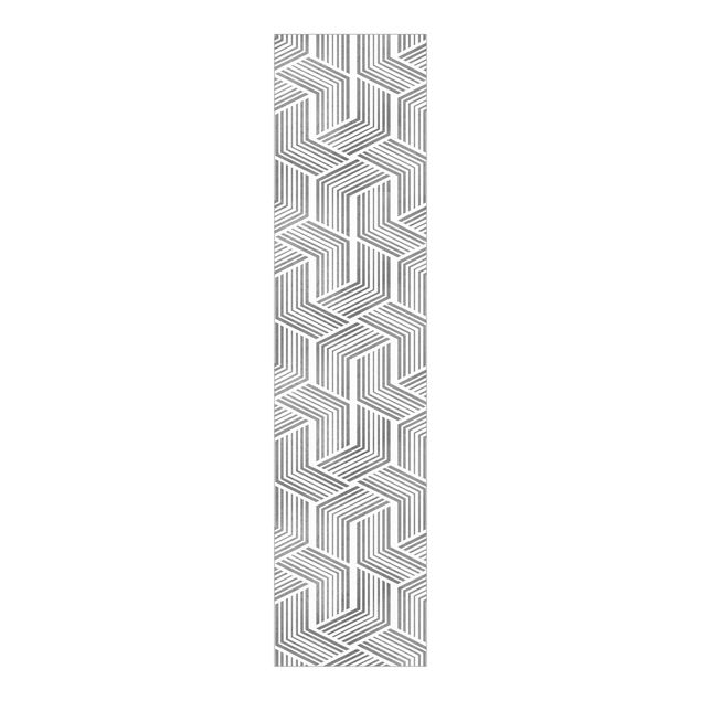 Schiebegardinen Set - 3D Muster mit Streifen in Silber - Flächenvorhang