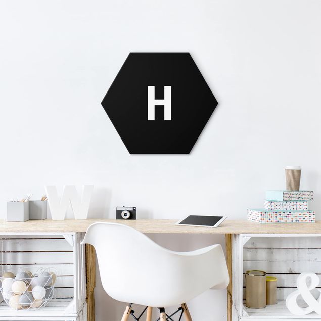 Hexagon Bild Alu-Dibond - Buchstabe Schwarz H