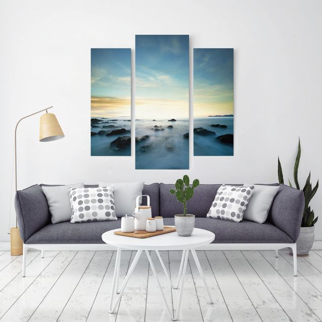 Leinwandbild 3-teilig - Sonnenuntergang über dem Ozean - Galerie Triptychon