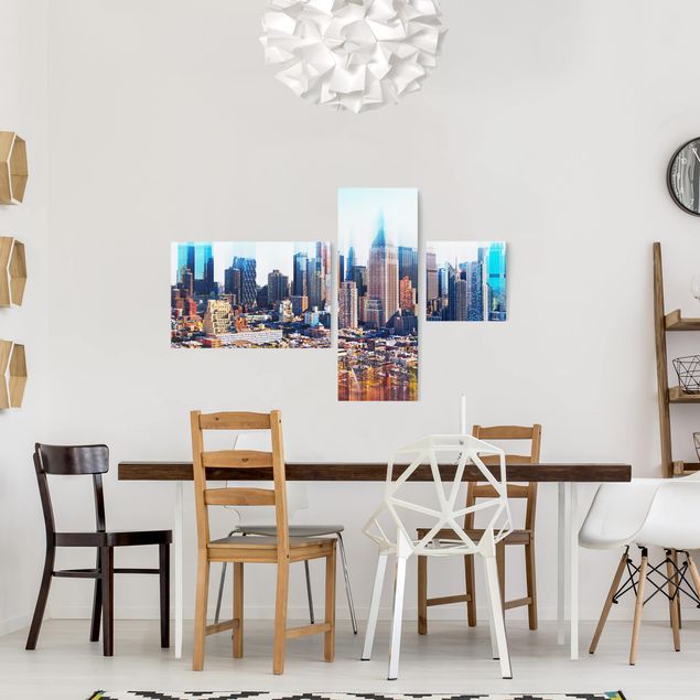 Leinwandbild 3-teilig - Manhattan Skyline Urban Stretch - Collage 2