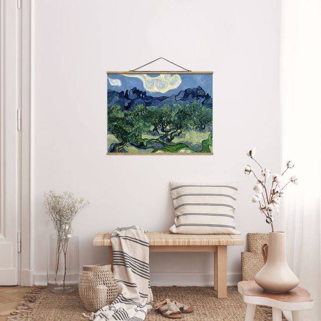 Stoffbild mit Posterleisten - Vincent van Gogh - Olivenbäume - Querformat 4:3