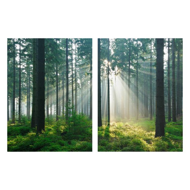 Leinwandbild 2-teilig - Enlightened Forest - Hoch 3:4