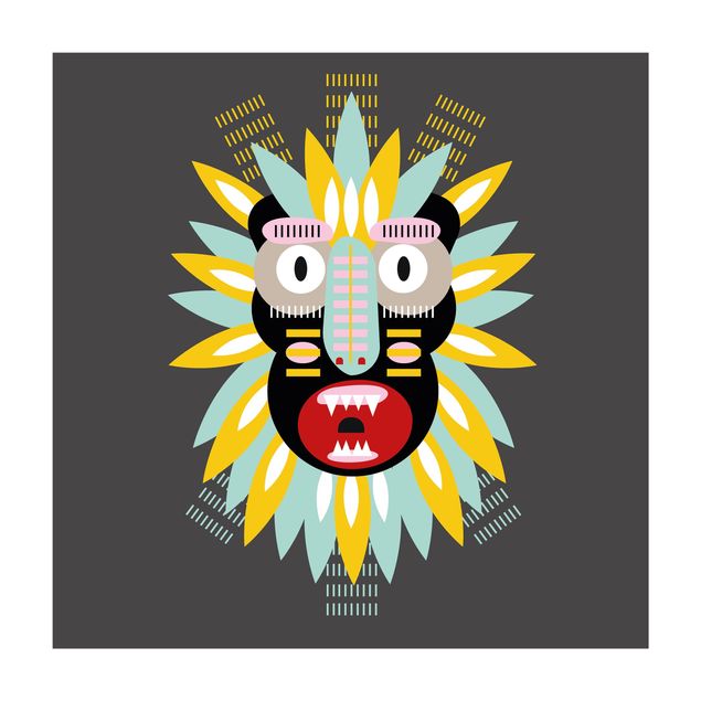 Vinyl-Teppich - Collage Ethno Maske - King Kong - Quadrat 1:1