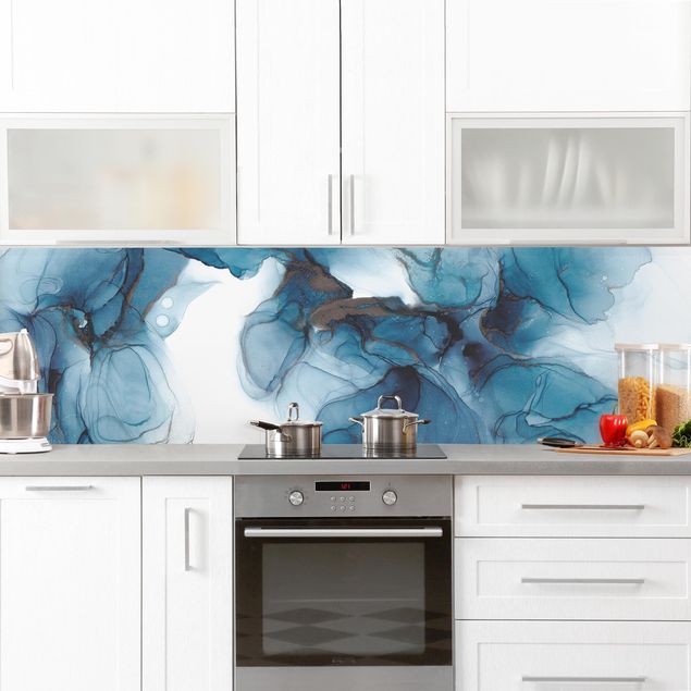 Küchenrückwand - Evolution Blau und Gold