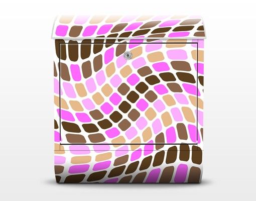 Wandbriefkasten - Dancing Squares - Briefkasten Rosa, Pink