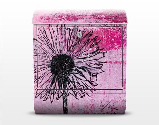 Briefkasten mit Zeitungsfach - Writing You... - Blumen Rosa, Pink