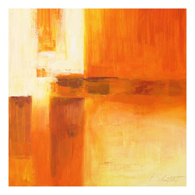 Glas Spritzschutz - Komposition in Orange und Braun 01 - Quadrat - 1:1