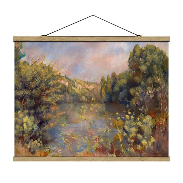 Stoffbild mit Posterleisten - Auguste Renoir - Landschaft mit See - Querformat 4:3
