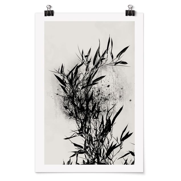 Poster - Grafische Pflanzenwelt - Schwarzer Bambus - Hochformat 3:2
