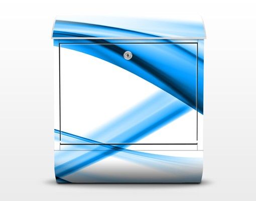Briefkasten mit Zeitungsfach - Blue Element No.2 - Modern Blau