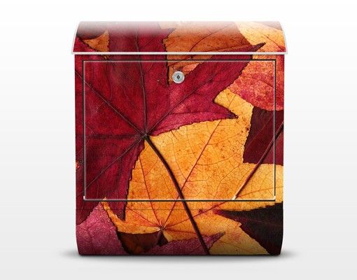 Wandbriefkasten - Coloured Leaves - Briefkasten Rot